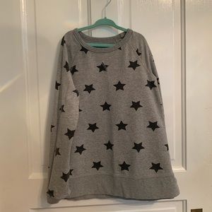 Primary long sleeve sweatshirt tunic - Gray with black stars - size 10